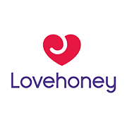 Lovehoney purple lettering with heart logo on a white background.