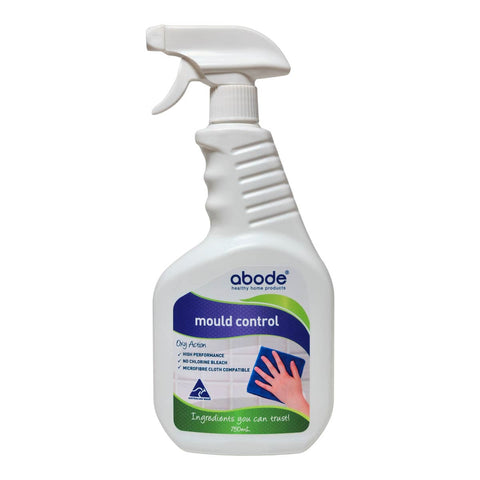 Front of 750ml bottle of mould control spray cleaner. 