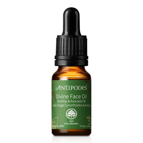 Antipodes Divine Face Oil 10ml bottle with dropper on a white background