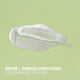 White conditioner sample on a light green background with text 'Repair & Nourish Conditioner for Damaged, Dry Hair'.