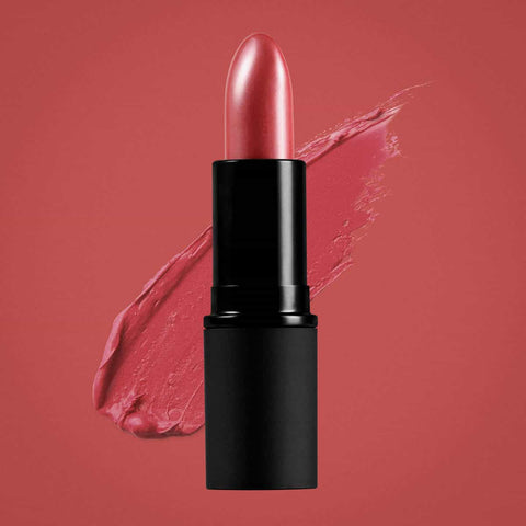 Dusky Sound Pink lipstick swatch on a background of the same colour.