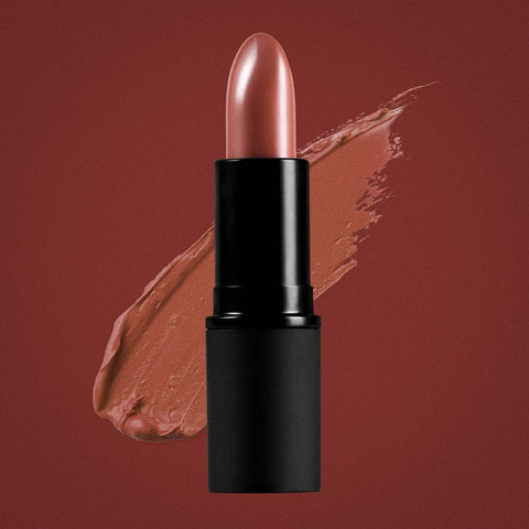Queenstown hot chocolate lipstick swatch on a background of the same colour.