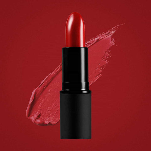 Ruby bay rouge lipstick swatch on a background of the same colour.