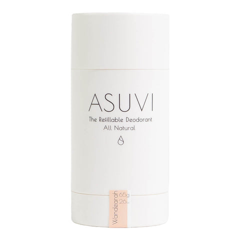 ASUVI refillable deodorant container on a white background