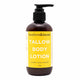 Bottle of barefoot skincare tallow body lotion on a white background