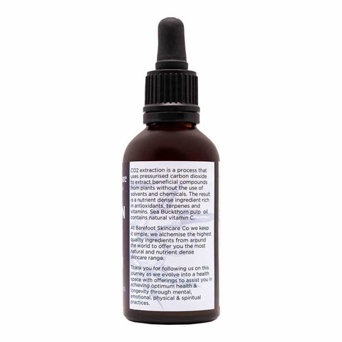 Side of vitamin sea serum bottle with product health benefits.