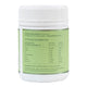 Nutrition information label on a white container with green background