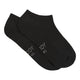 A pair of black low-cut ankle socks with white text reading Boody printed on the sides, displayed against a solid white background.