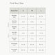 A size chart table titled 'Find Your Size' showing footwear size guidance by body size (S, M, L) for women's and men's shoe sizes in EU, AU/US, and UK, with foot length ranges in centimeters and inches.