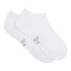 Two white low-cut ankle socks overlapping on a plain white background, with small gray Boody text printed near the toes.