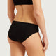 Boody Period & Leak Proof Classic Bikini Moderate-Heavy in black, back and side view on a model showing the rear coverage of the bikini
