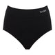 Boody Period & Leak Proof Full Briefs Light-Moderate Black, a flat black full brief with a wide logo waistband, front view on a plain white background