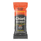 A single packaged beef bar on a plain white background. The wrapper is orange at the top and black at the bottom, with white and yellow text.