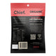 Back of 30g bag of Chief Biltong in Cayenne Chilli flavour, showing the ingredients, nutrition facts, and barcode.