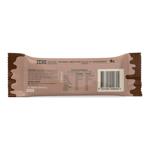 Back of collagen protein bar double choc with ingredients and nutritional information.