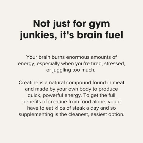 Text about creatine as brain fuel and supplement on a white background