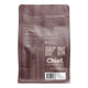 Back of a brown resealable stand-up pouch for Chief Meal Shake, showing ingredients, nutrition facts, and a barcode.