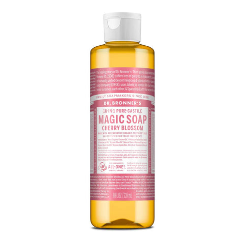 Dr. Bronner's Magic Soap Cherry Blossom 237ml bottle on a white background