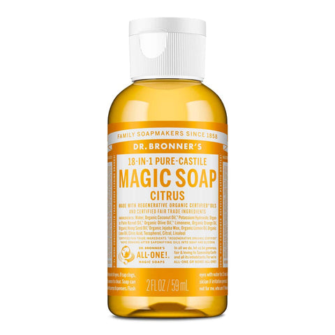 Dr. Bronner's Magic Soap Citrus bottle on a white background.