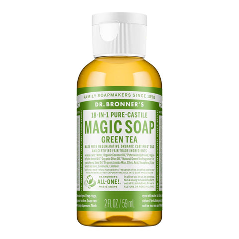 Dr. Bronner's Magic Soap Green Tea 59ml bottle on a white background