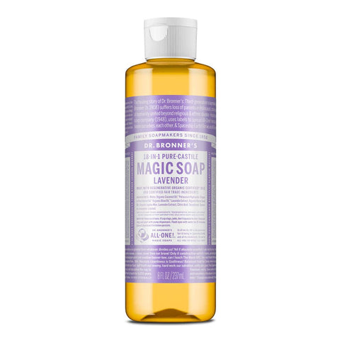 Dr. Bronner's Magic Soap Lavender 237ml bottle on a white background