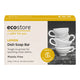 ecostore lemon dish soap bar packaging with a stack of white cups on a white background.