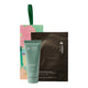 Endeta Organics Deep Hydration Moisturiser 20ml tube in sage green, displayed in front of its colourful pastel gift box with a green handle and a black rewaxing hydrogel eye mask pouch, on a white background.