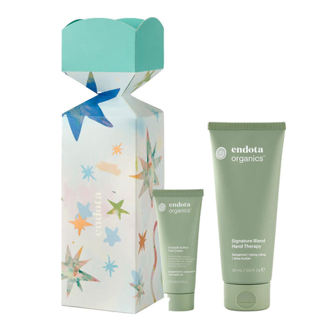 Endota Hands & Feet cream set with decorative packaging.