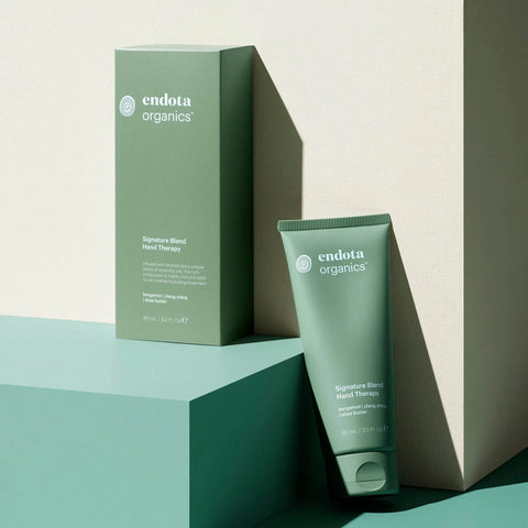 endota organics hand therapy packaging on a light background