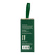 Back view of a dark green rectangular product box with a matching green hanging ribbon handle, shown on a plain white background. The box contains product information text and a barcode near the bottom.