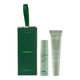 Endota Organics skincare gift set featuring a dark green presentation box with a green ribbon loop, a signature blend roll-on bottle, and a hydrating lip balm tube on a white background.