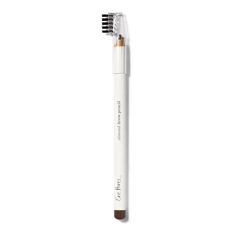 Dark brown eyebrow pencil in the shade 'Pristine' with brush on a white background.