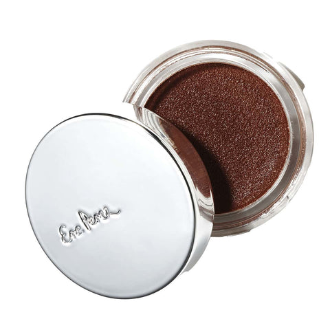 Open jar of Ere Perez Cacoa Bronzing Pot - Costa 7.5g product with silver lid.