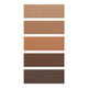 Five horizontal eyeshadow swatches in warm neutral and brown shades, arranged vertically on a white background.
