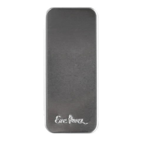 A rectangular silver-toned metal palette with rounded corners and the name 'Ere Perez' engraved at the bottom.