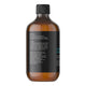 Brown bottle with black cap and label on a white background.