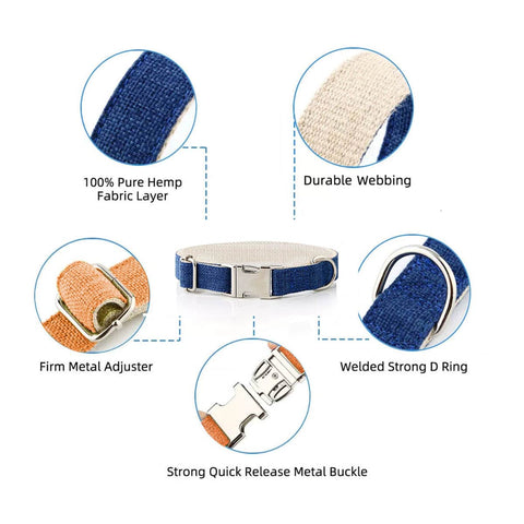 Organic Hemp & Cotton Dog Collar - Ink Blue