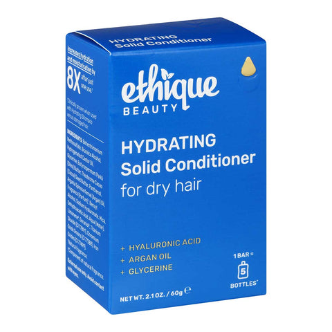 Ethique Hydrating Solid Conditioner for Dry Hair 60g box, vegan bar with eco-friendly packaging.