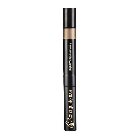 Eyebrow pencil with black and gold design on a white background.