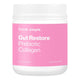 Jar of 'Gut Restore Prebiotic Collagen' 260g by Frank Simple with pink label on white background.