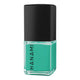 Teal nail polish bottle with black cap on a white background