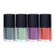 Four bottles of Hanami nail polish in different colors on a white background.
