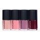 Four bottles of Hanami nail polish in different colors on a white background.