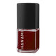 A bottle of Hanami nail polish in a deep burgundy red shade, featuring a black cap and the brand name printed vertically in white on the glass bottle.