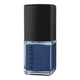 Blue nail polish bottle with black cap on a white background