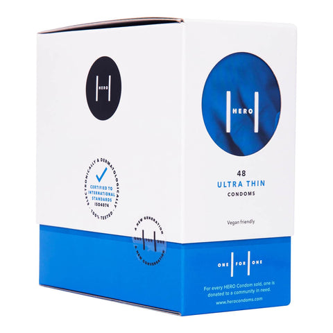 Side view of HERO Condoms Ultra-Thin Condoms.