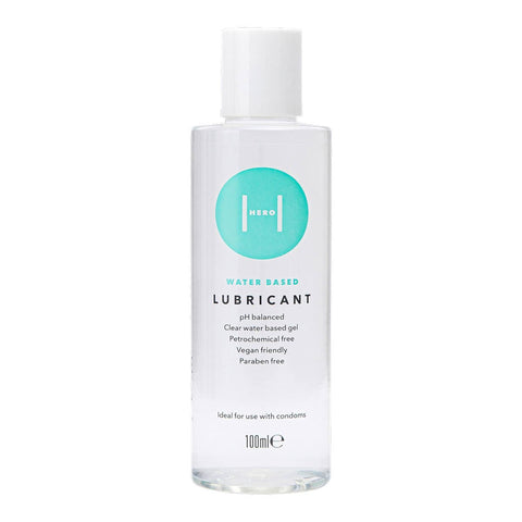 100ml bottle of water-based lubricant on a white background.