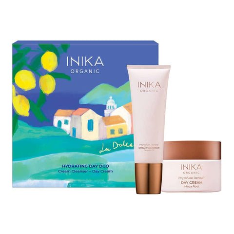 INIKA Organic Hydrating Duo set with cream cleanser and day cream.