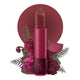 Lipstick detailed with vines & flower on the tip, set against a floral background. 