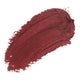 Swatch of bordeaux rouge, creamy texture. Deep, berry-red shade.